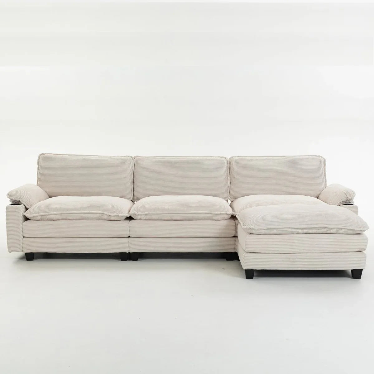 Oversized Corduroy 3-Seater Sofa With Ottoman - Omega Lifestyles
