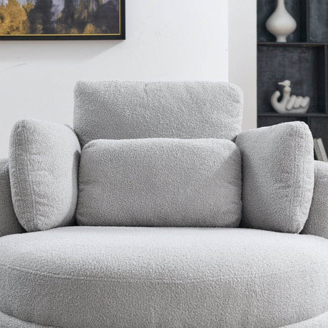 Oversized Plush Swivel Chair With Storage Ottoman - Sleep Galleria