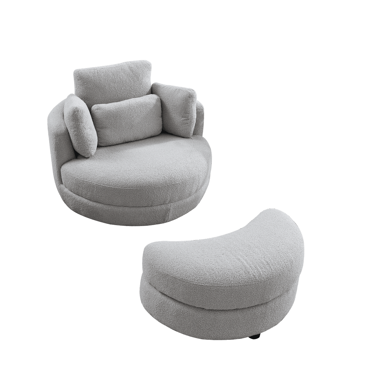 Oversized Plush Swivel Chair With Storage Ottoman - Sleep Galleria