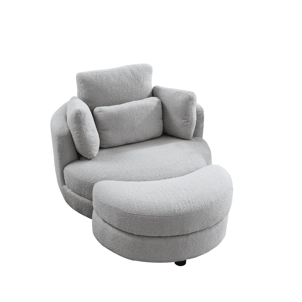 Oversized Plush Swivel Chair With Storage Ottoman - Sleep Galleria