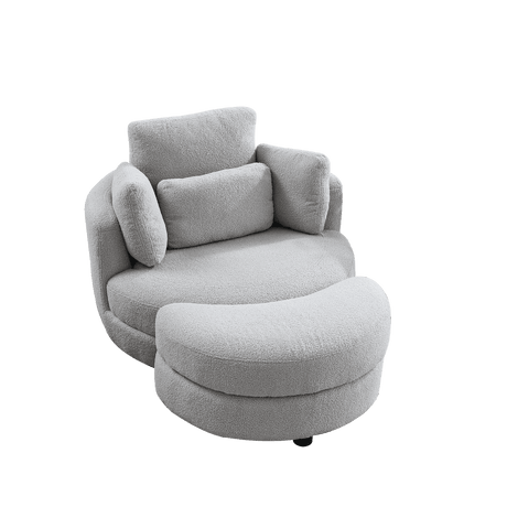 Oversized Plush Swivel Chair With Storage Ottoman - Sleep Galleria