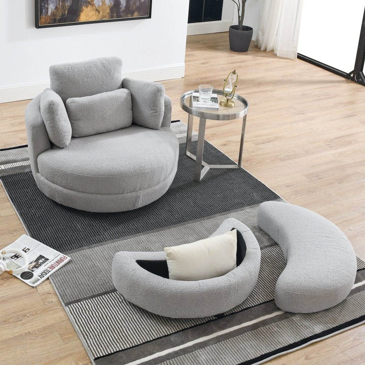 Oversized Plush Swivel Chair With Storage Ottoman - Sleep Galleria