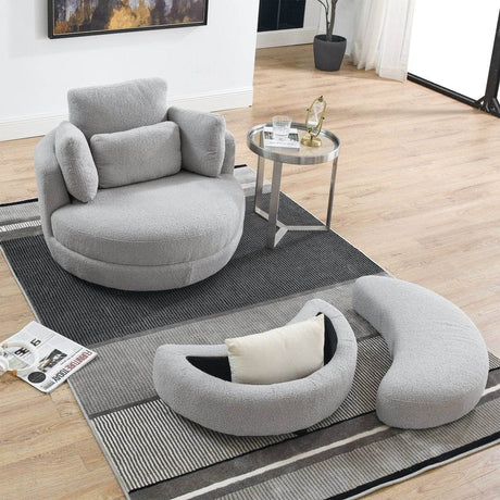 Oversized Plush Swivel Chair With Storage Ottoman - Sleep Galleria
