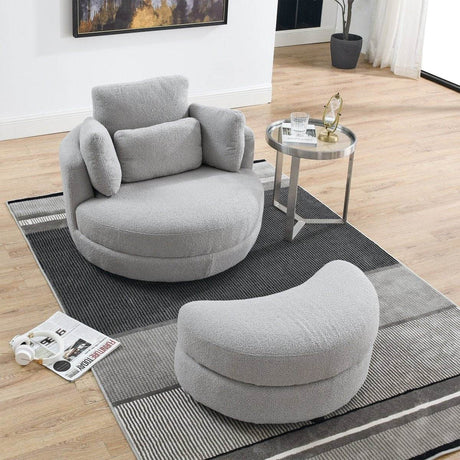 Oversized Plush Swivel Chair With Storage Ottoman - Sleep Galleria