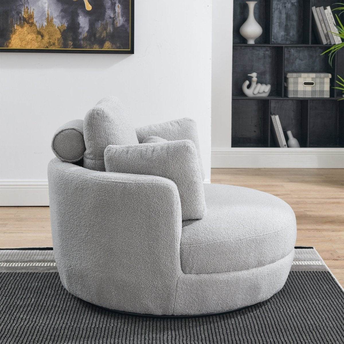 Oversized Plush Swivel Chair With Storage Ottoman - Sleep Galleria