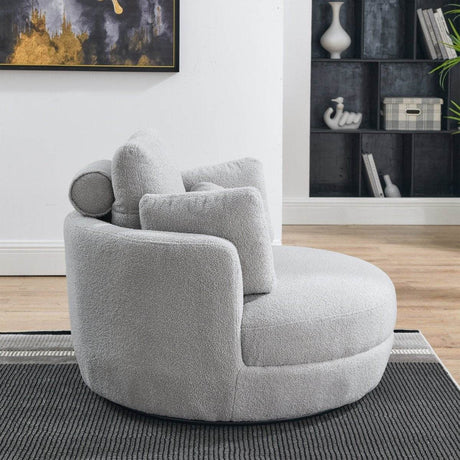 Oversized Plush Swivel Chair With Storage Ottoman - Sleep Galleria