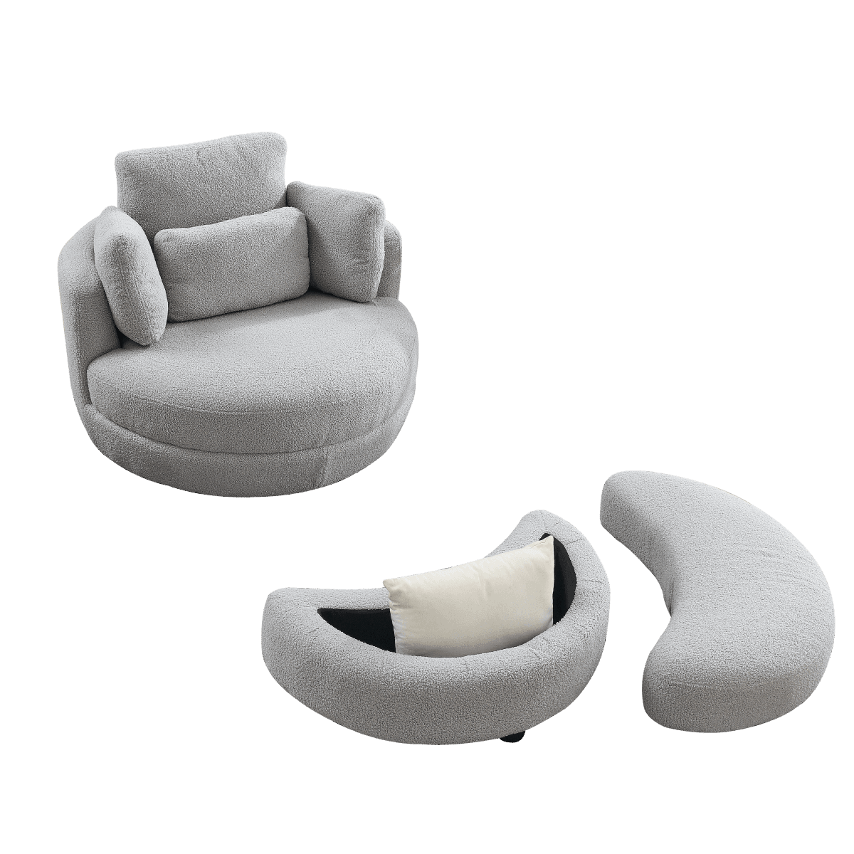 Oversized Plush Swivel Chair With Storage Ottoman - Sleep Galleria