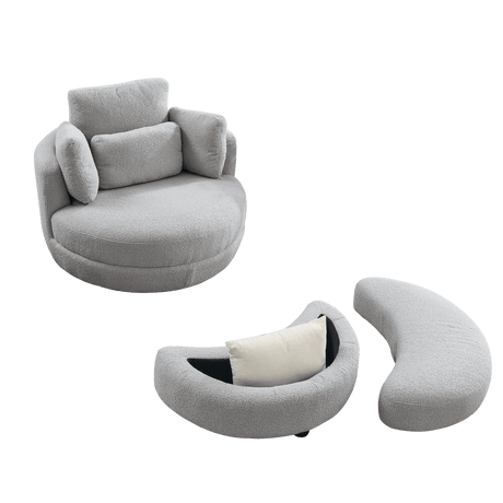 Oversized Plush Swivel Chair With Storage Ottoman - Sleep Galleria