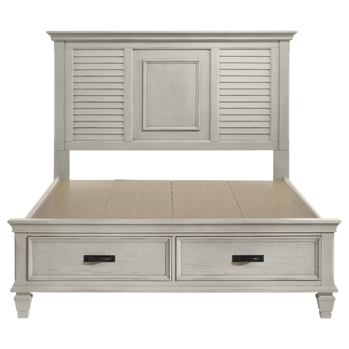 Queen Farmhouse Distressed White Wood Panel Bed Frame - Slumberine - Omega Lifestyles