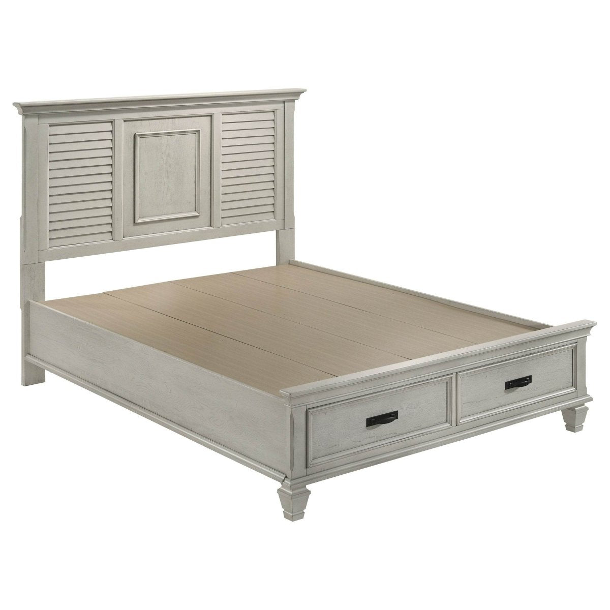 Queen Farmhouse Distressed White Wood Panel Bed Frame - Slumberine - Omega Lifestyles