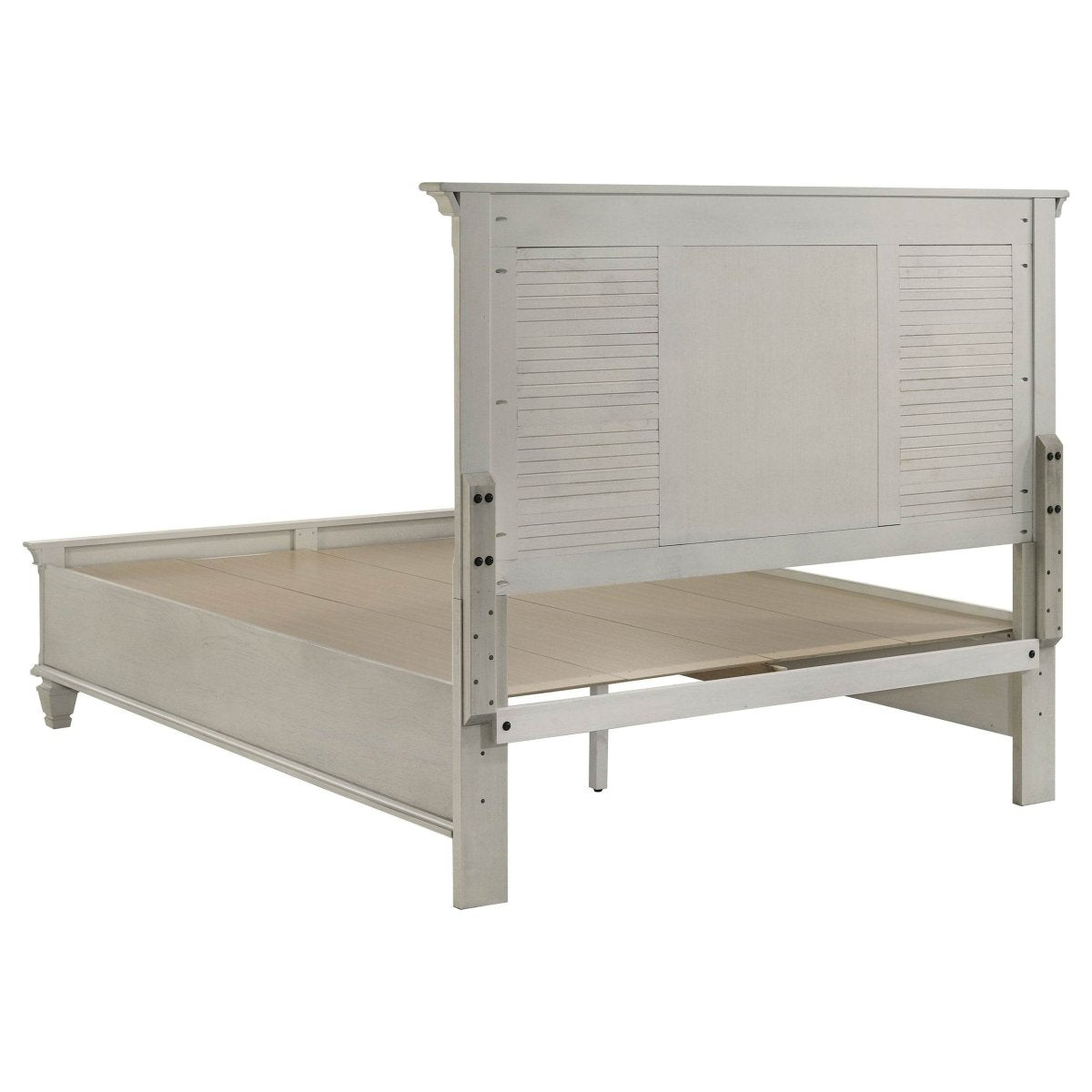 Queen Farmhouse Distressed White Wood Panel Bed Frame - Slumberine - Omega Lifestyles