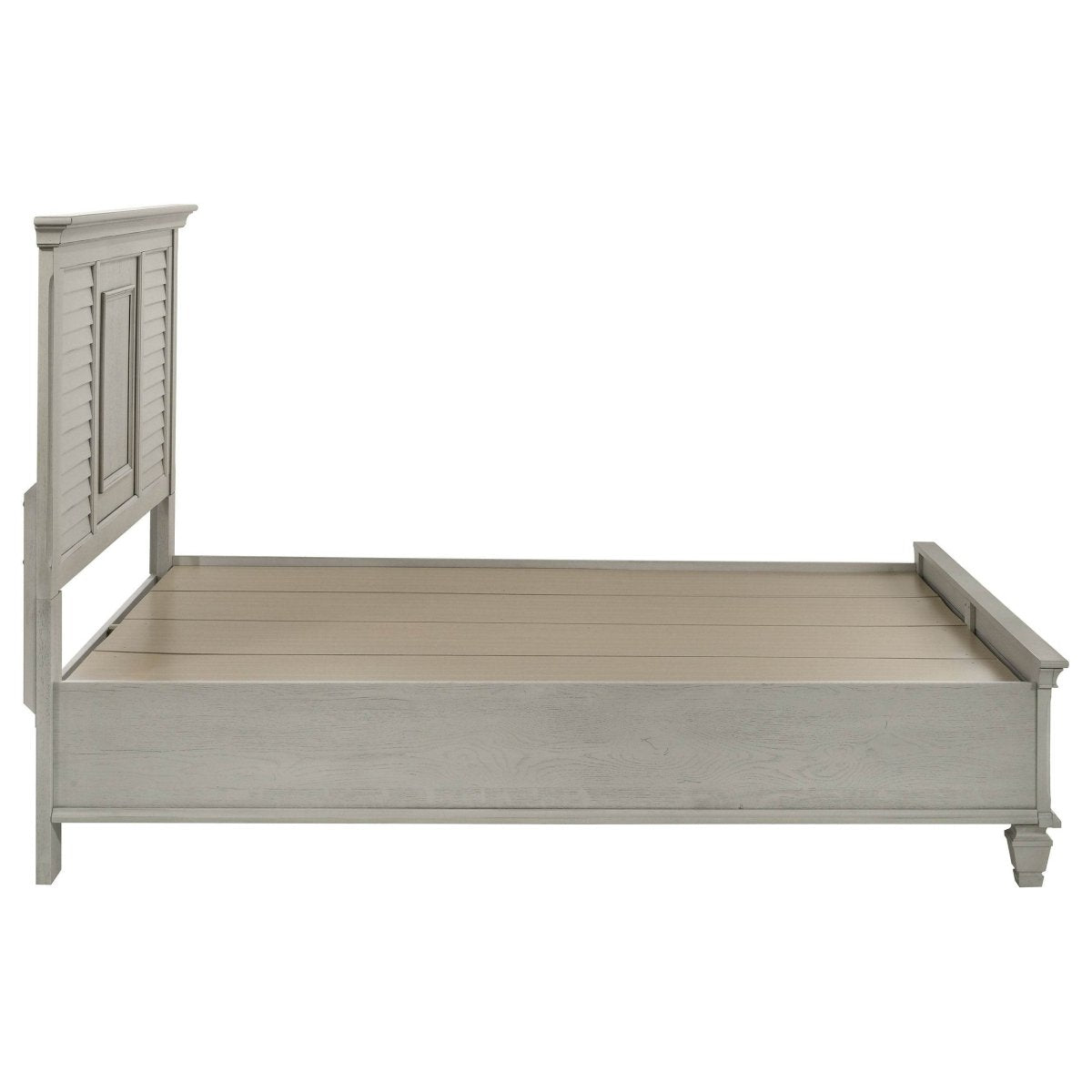 Queen Farmhouse Distressed White Wood Panel Bed Frame - Slumberine - Omega Lifestyles