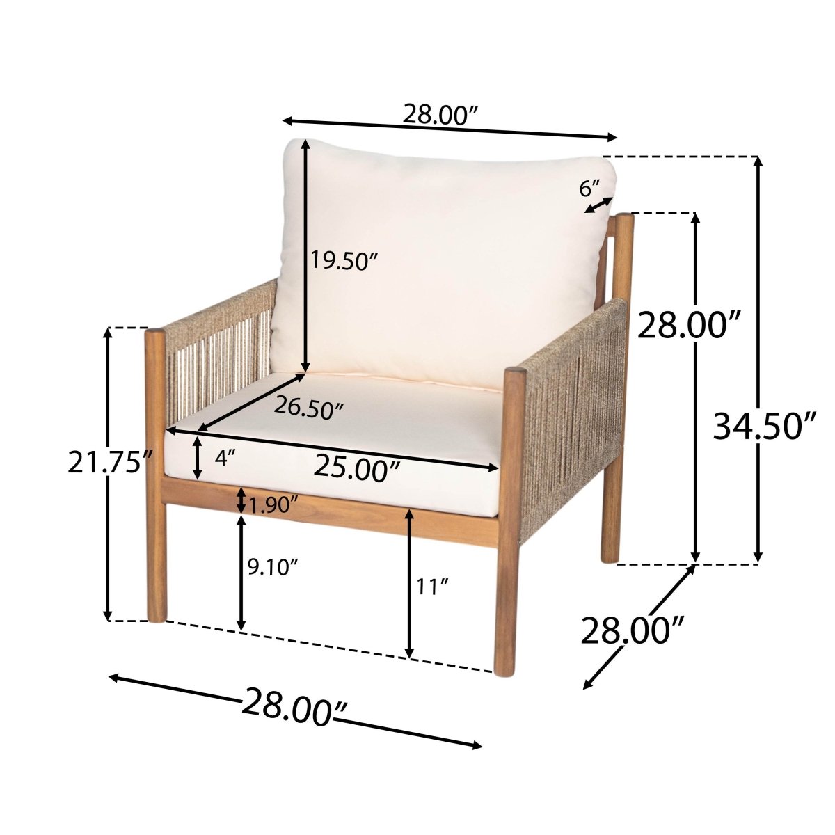 Set Of 2 Modern Outdoor Woven Lounge Chairs With Cushions - Sleep Galleria