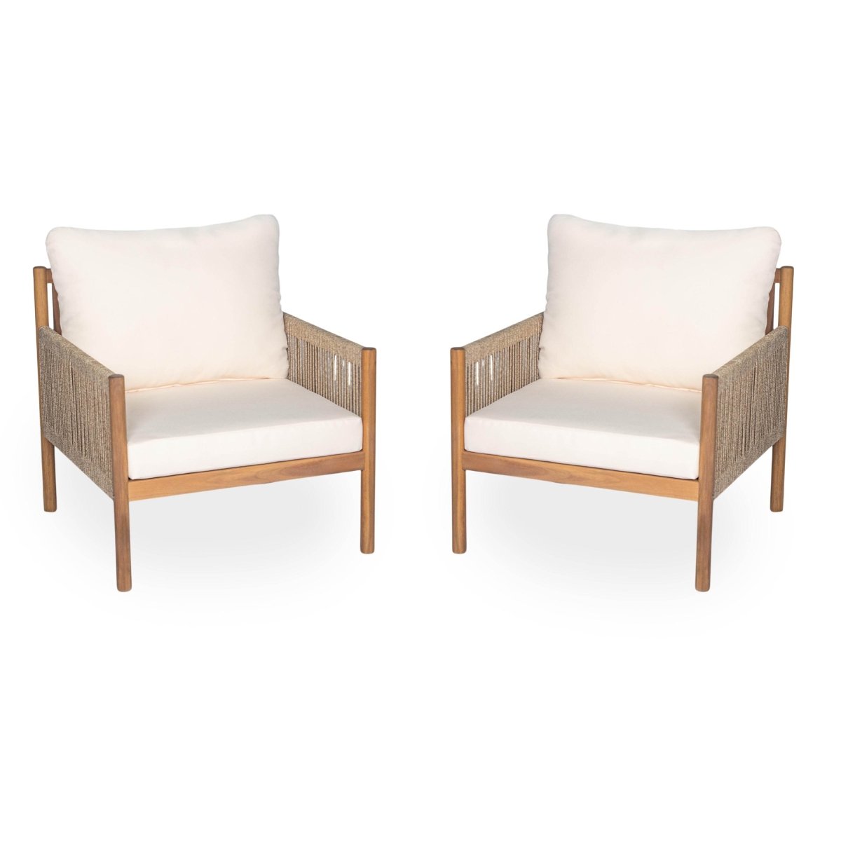Set Of 2 Modern Outdoor Woven Lounge Chairs With Cushions - Sleep Galleria