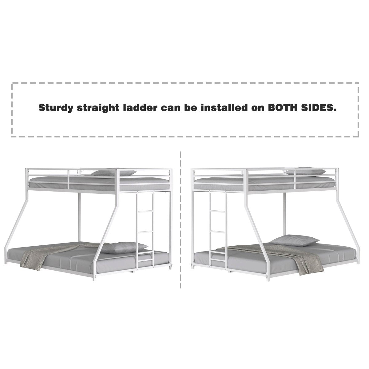 Twin Over Full Metal Bunk Bed White With Guardrails - Slumberine - Omega Lifestyles