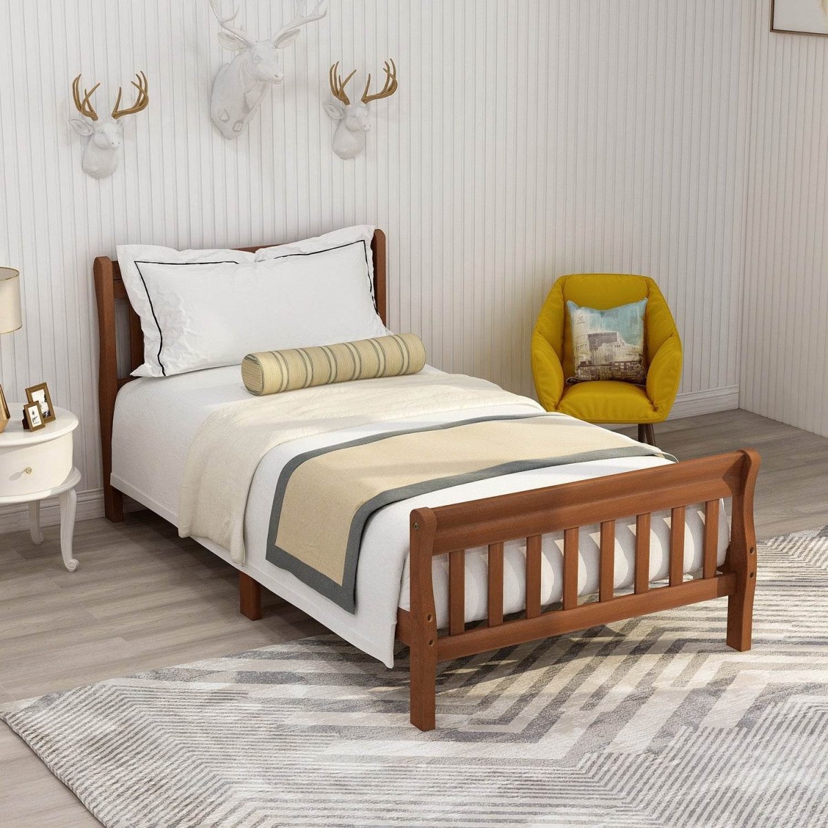 Twin Solid Wood Minimalist Platform Bed Frame With Headboard - Slumberine - Omega Lifestyles
