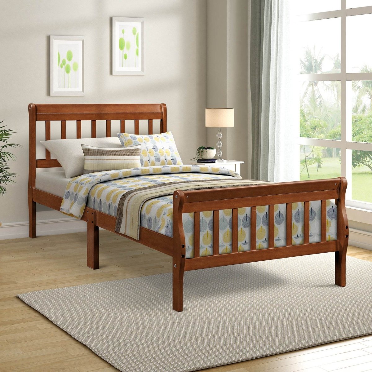 Twin Solid Wood Minimalist Platform Bed Frame With Headboard - Slumberine - Omega Lifestyles