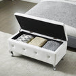 Upholstered Faux Leather Storage Bench With Crystal Buttons - Sleep Galleria