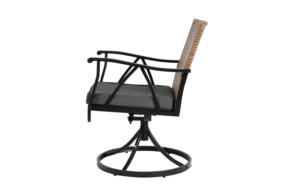 5 Piece Outdoor Wicker Patio Dining Set With Swivel Rocker Chairs - Somnio - Omega Lifestyles