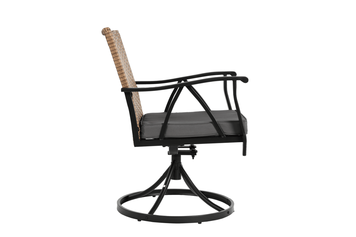 5 Piece Outdoor Wicker Patio Dining Set With Swivel Rocker Chairs - Somnio - Omega Lifestyles