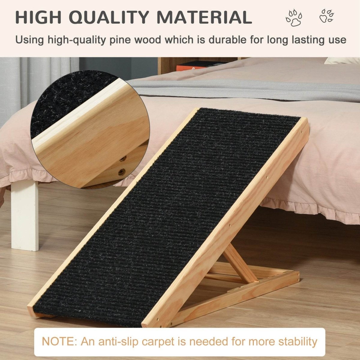 Adjustable Foldable Wooden Pet Ramp For Dogs Cats - Sleep Galleria
