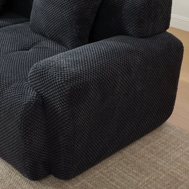 Charcoal Tufted Comfy Fuzzy Fabric Loveseat With Pillows - Omega Lifestyles