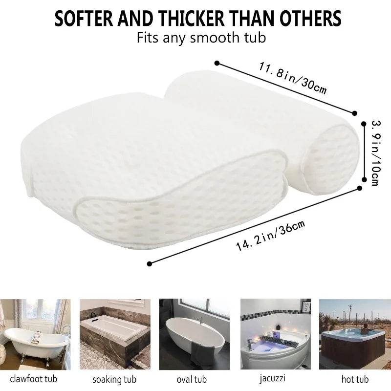 Ergonomic Air Mesh Bath Pillow with Non-Slip Suction Cups - Sleep Galleria