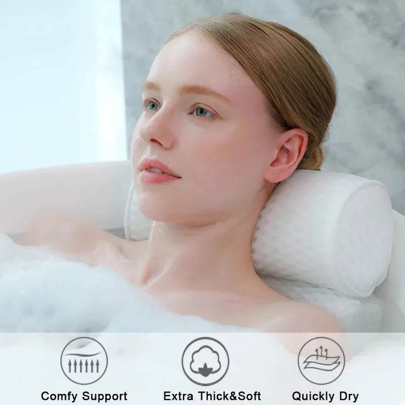 Ergonomic Air Mesh Bath Pillow with Non-Slip Suction Cups - Sleep Galleria