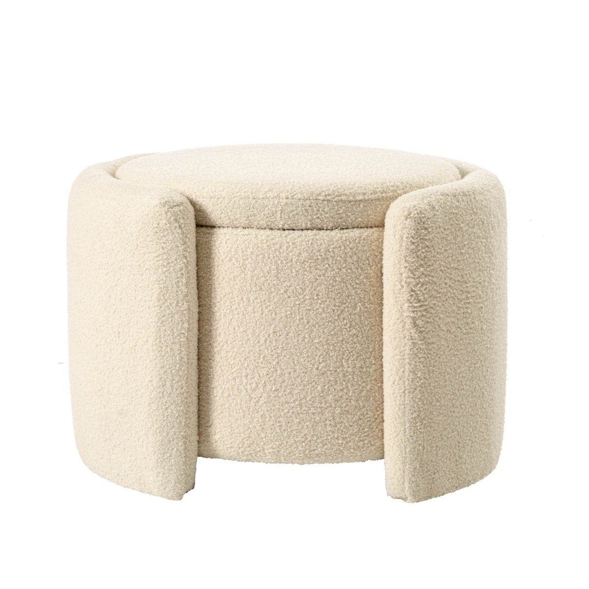 Round Storage Ottoman Soft Teddy Wool Footstool - Omega Lifestyles