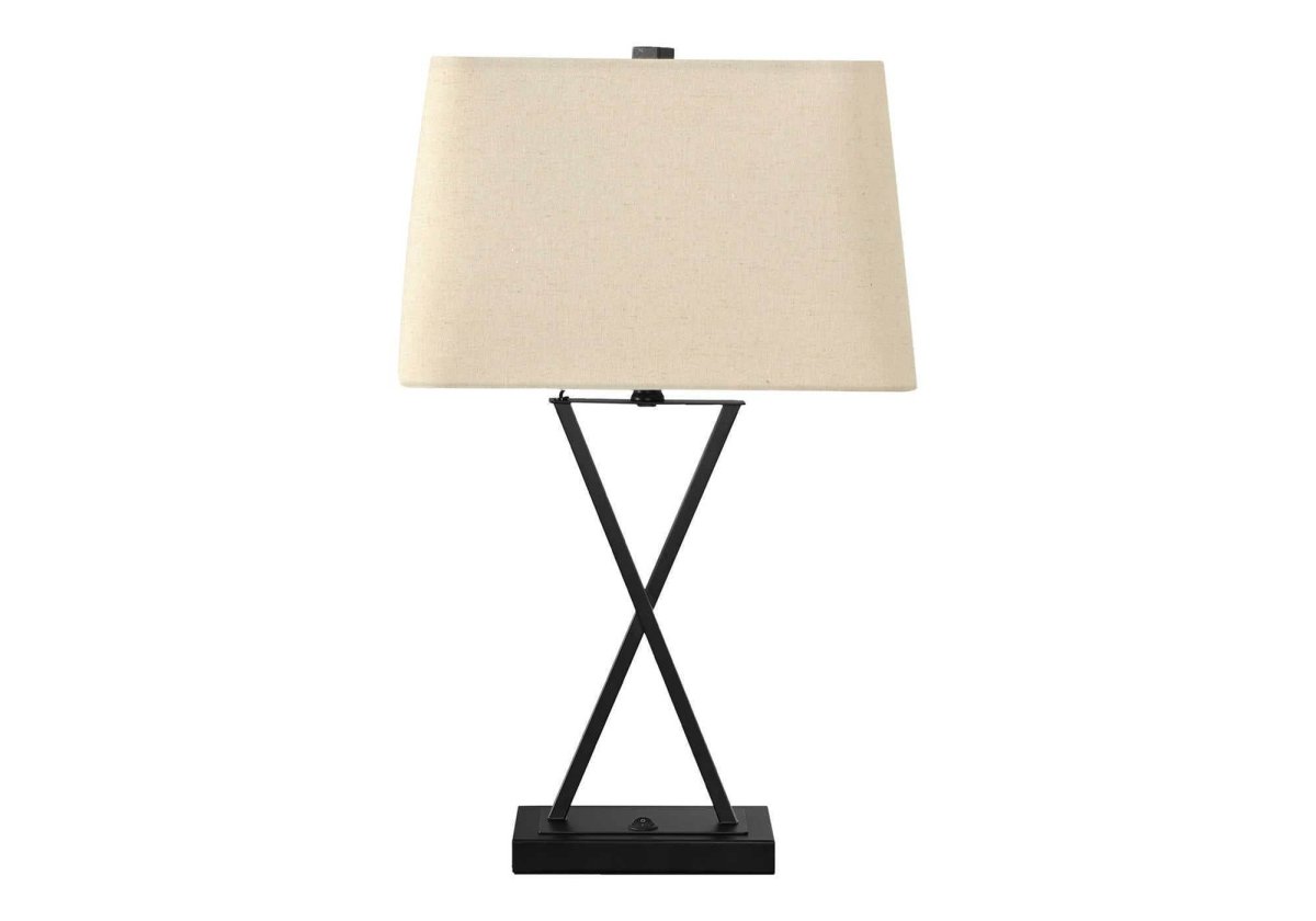 Transitional Black Metal USB Port Table Lamp - Sleep Galleria