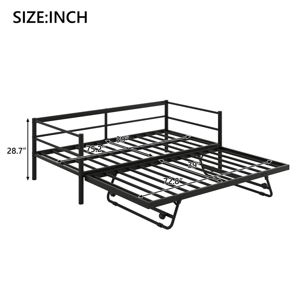 Twin Metal Daybed With LED Lighting And Adjustable Trundle - Sleep Galleria