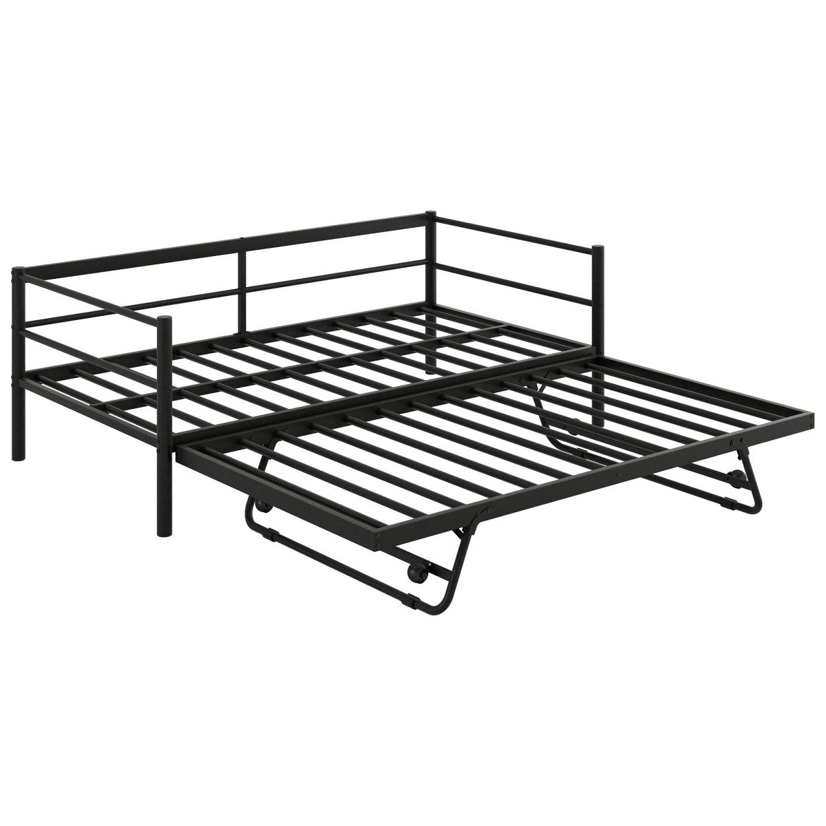 Twin Metal Daybed With LED Lighting And Adjustable Trundle - Sleep Galleria