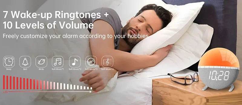 Wake Up Light Sunrise Alarm Clock with Natural Sounds - Sleep Galleria