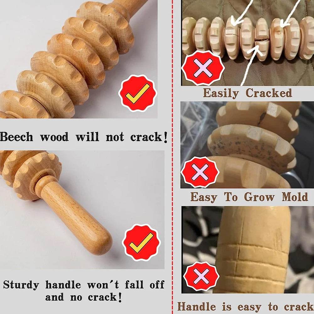 Wood Therapy Massage Roller Stick For Muscle Relief - Sleep Galleria