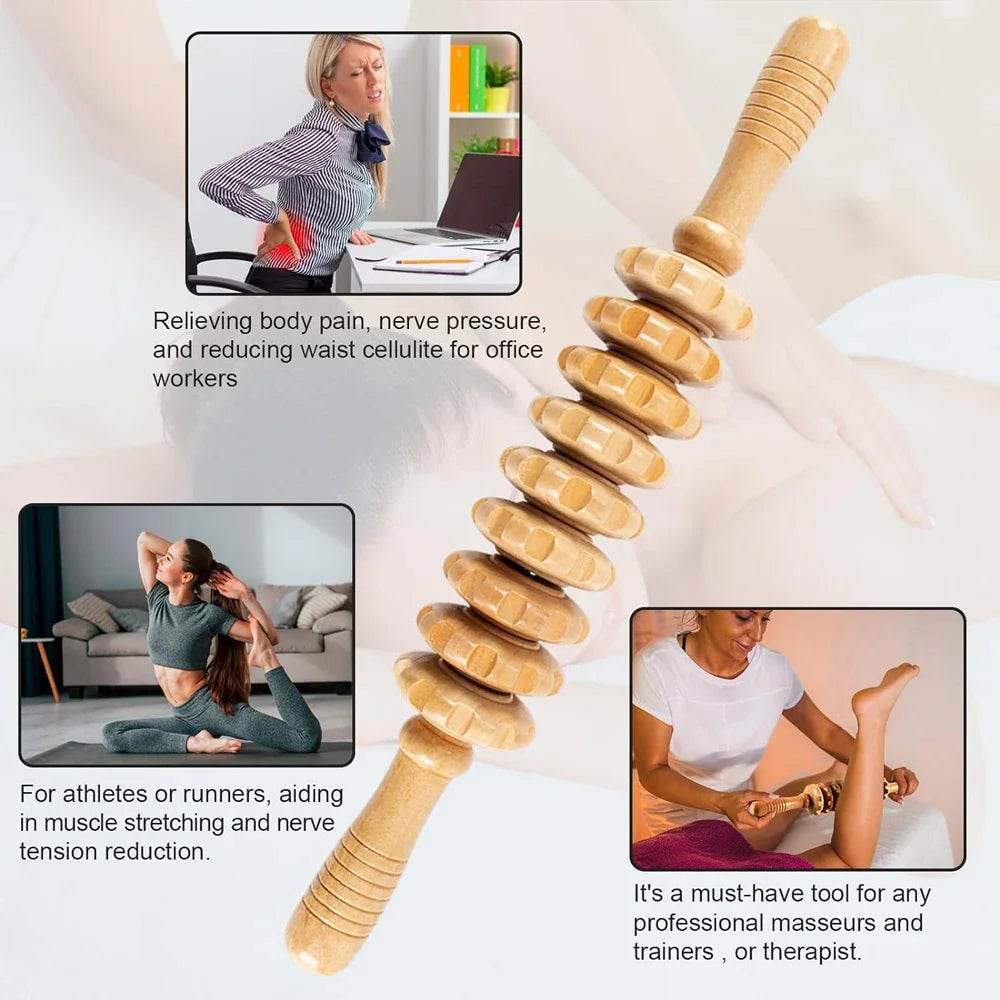 Wooden Curved Body Massage Roller For Cellulite Relief - Sleep Galleria
