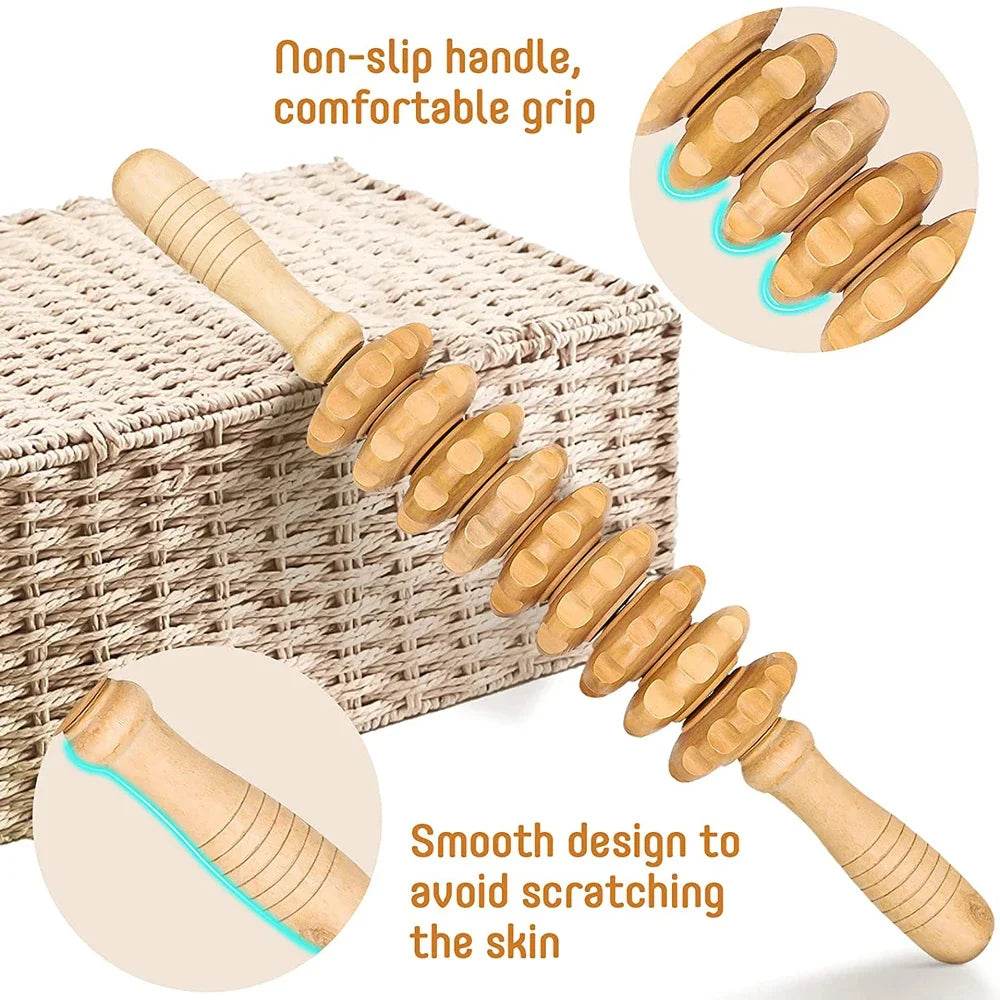 Wooden Curved Body Massage Roller For Cellulite Relief - Sleep Galleria