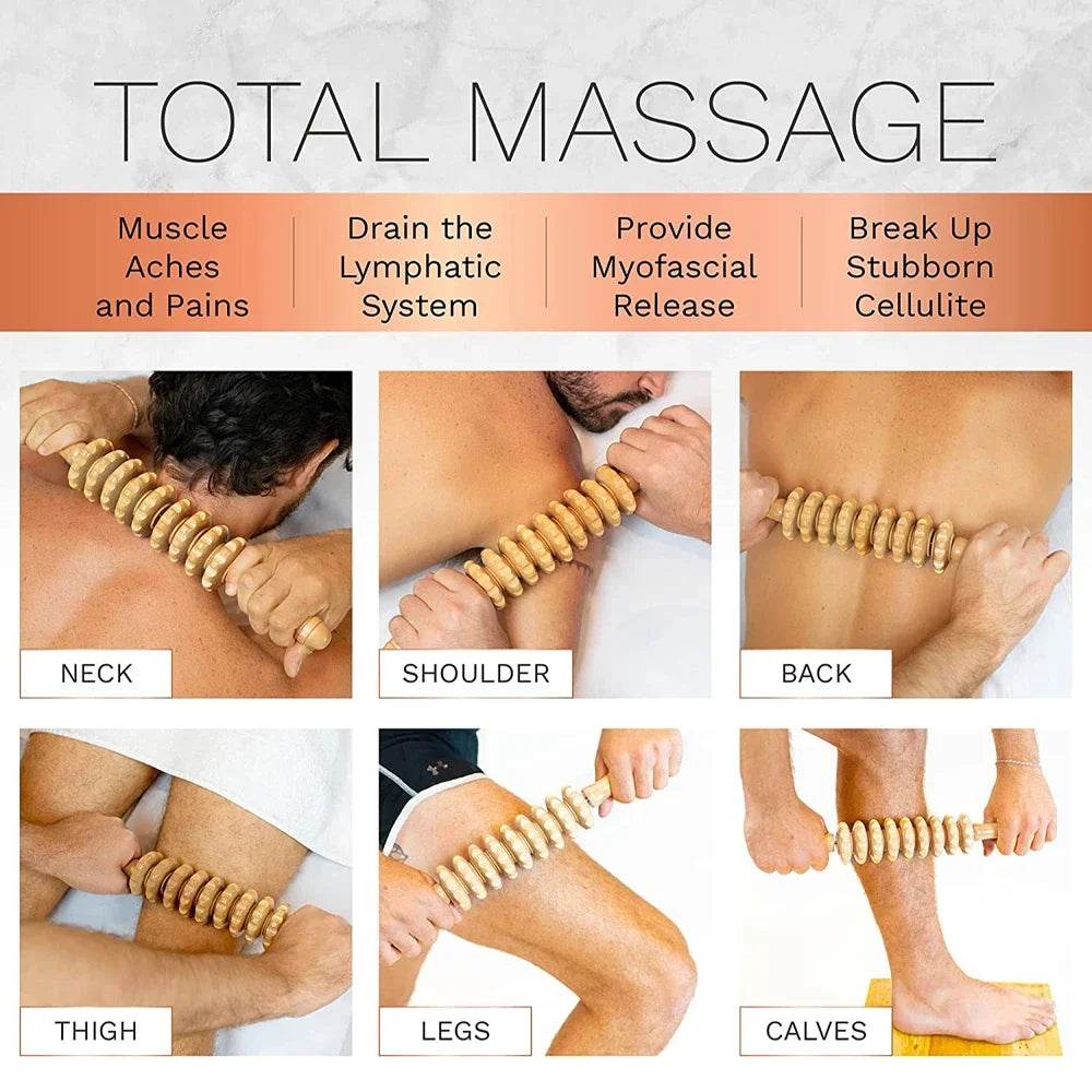Wooden Curved Body Massage Roller For Cellulite Relief - Sleep Galleria
