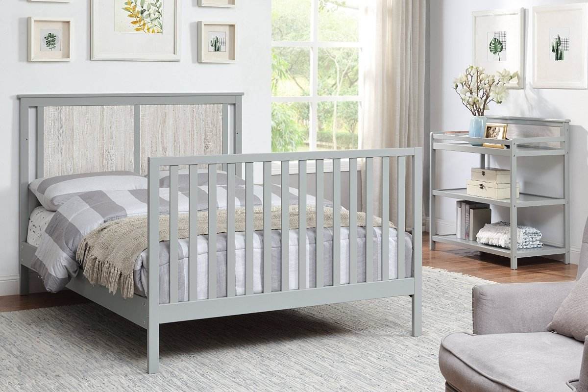 4-in-1 Convertible Wooden Grey Baby Crib - Sleep Galleria
