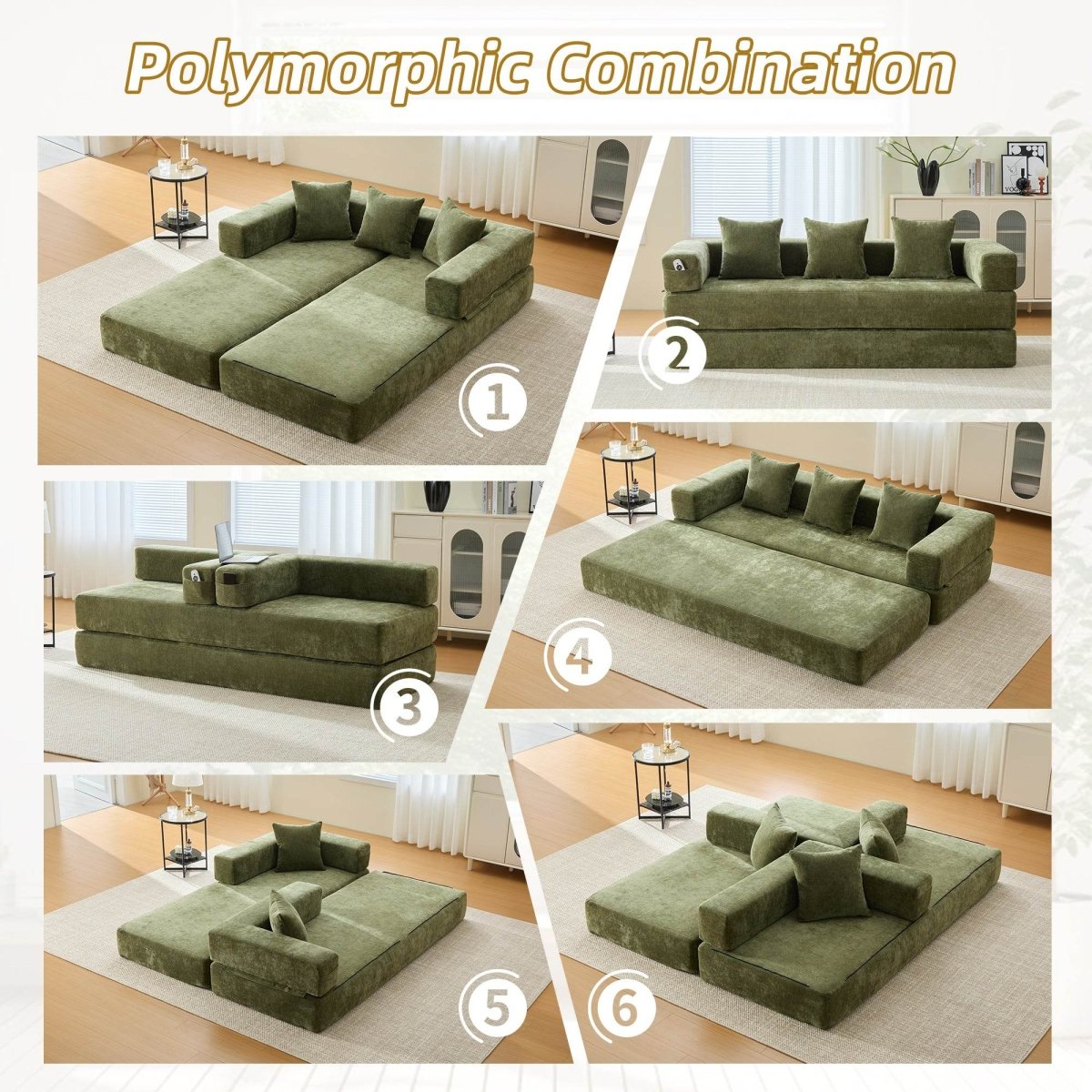 Foldable Chenille Foam Sofa Bed With Removable Cover - SUYOLS - Omega Lifestyles