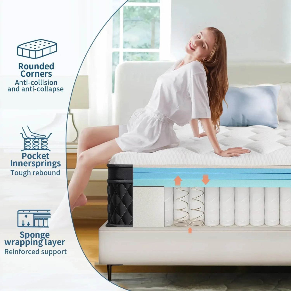 Medium 10-Inch Hybrid Memory Foam Pocket Spring Mattress - Sleep Galleria