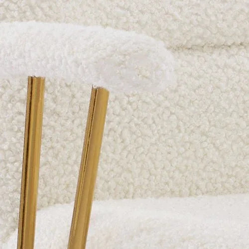 Modern Height Adjustable White Gold Boucle Office Chair - Omega Lifestyles