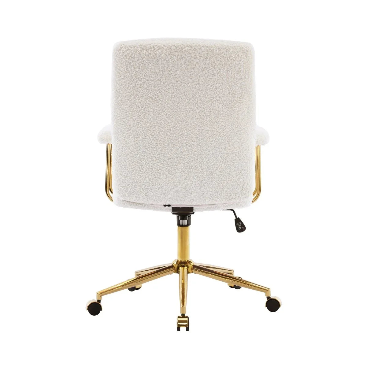 Modern Height Adjustable White Gold Boucle Office Chair - Omega Lifestyles