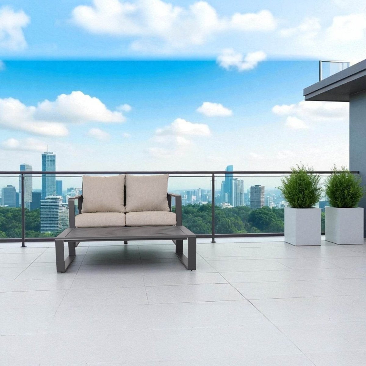 Aluminum Loveseat And Coffee Table Set With Cushions - Tino Tino - Omega Lifestyles