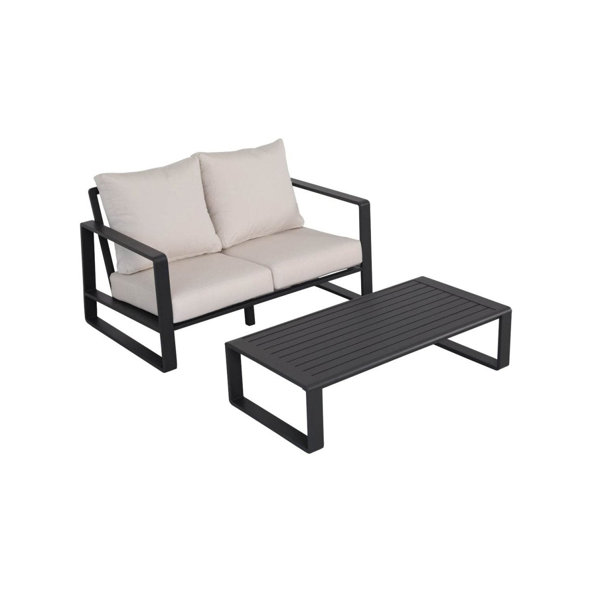 Double Sofa And Rectangular Aluminum Coffee Table Set - Tino Tino - Omega Lifestyles