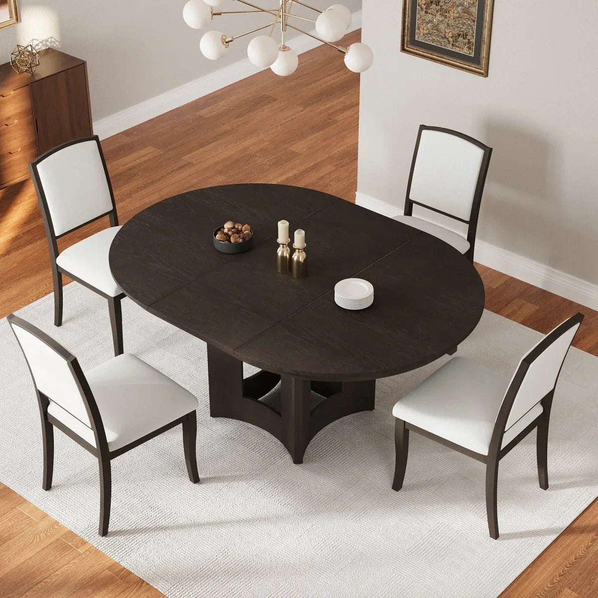 Farmhouse Extendable Round Solid Wood Dining Set - Omega Lifestyles