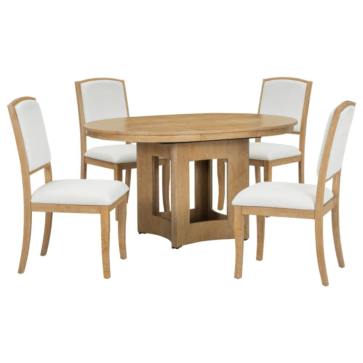 Farmhouse Extendable Round Wood Dining Table Set - Omega Lifestyles