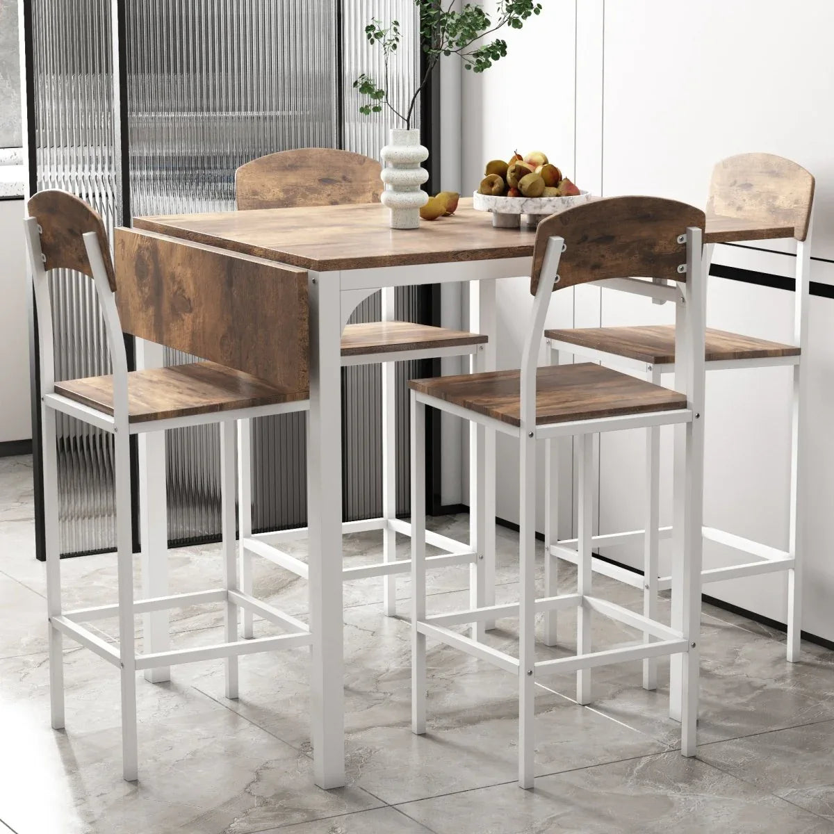Farmhouse Metal Counter Height Drop Leaf Dining Set - Omega Lifestyles