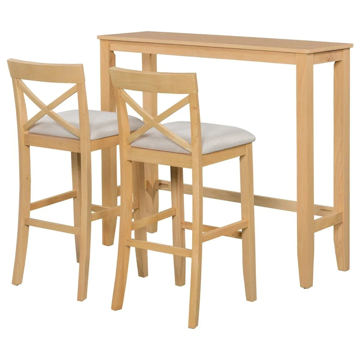 Farmhouse Solid Wood 3-Piece Bar Height Dining Set - Omega Lifestyles