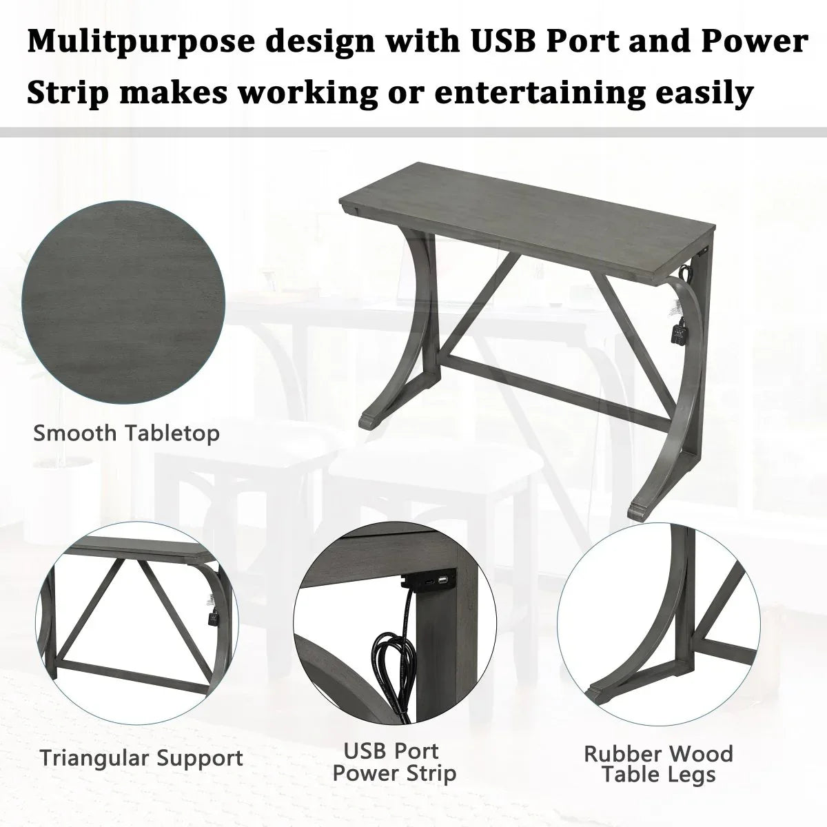 Farmhouse Solid Wood Counter Height Dining Table Set - Omega Lifestyles