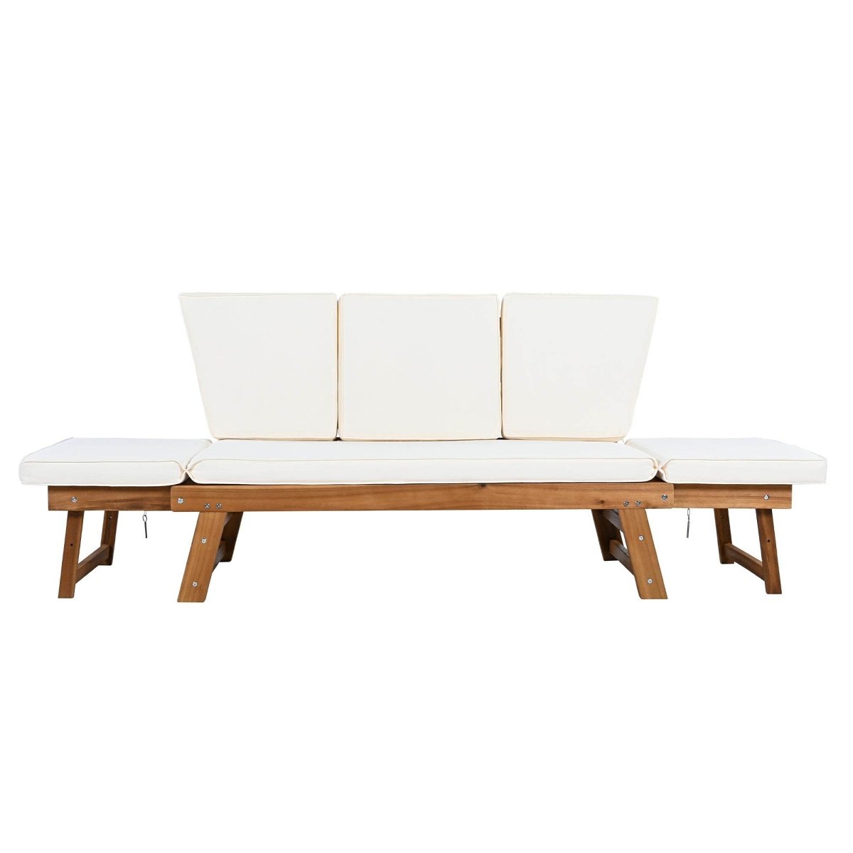 Outdoor Adjustable Acacia Wood Patio Daybed With Cushions - Omega Lifestyles